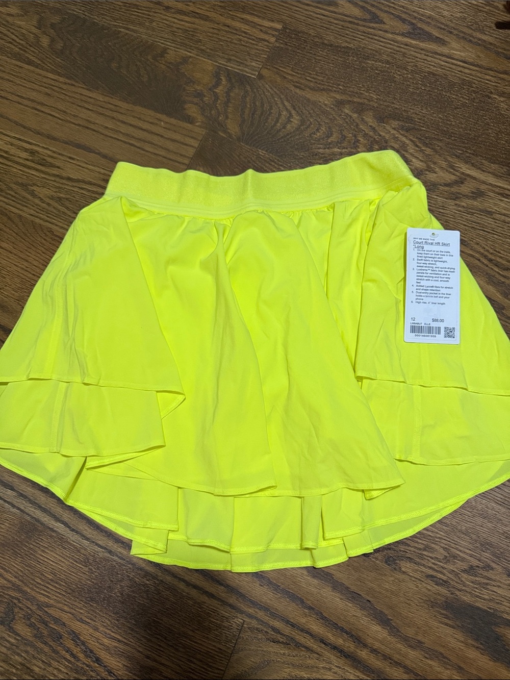 lululemon athletica Neon Yellow Layered Athletic Skirt